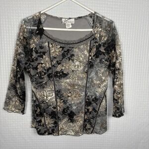 Vintage‎ Dressbarn Lace Top Womens Medium Dark Fairy Grunge Whimsigoth Boho Y2K